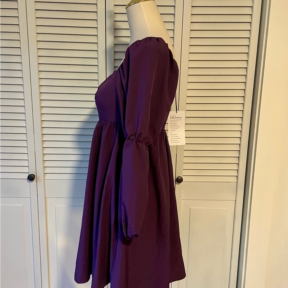 Elegant Purple Long-Sleeve Dress